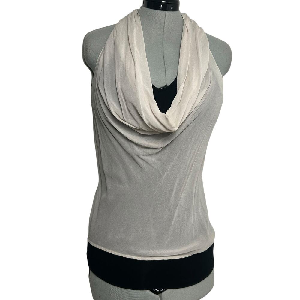 Trouvé Black and Cream Silk Tank Top Size S - Picture 1 of 8